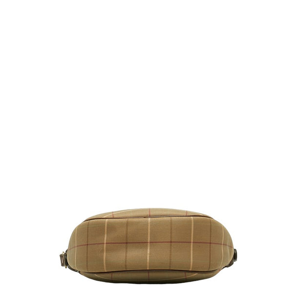 バーバリー チェック 斜め掛け ショルダーバッグ  カーキ ブラウン キャンバス レザー レディース BURBERRY 【中古】