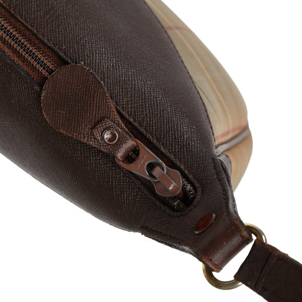 バーバリー チェック 斜め掛け ショルダーバッグ  カーキ ブラウン キャンバス レザー レディース BURBERRY 【中古】