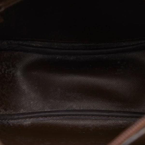 バーバリー チェック 斜め掛け ショルダーバッグ  カーキ ブラウン キャンバス レザー レディース BURBERRY 【中古】