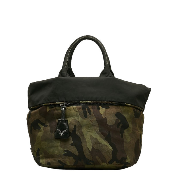 プラダ カモフラ 迷彩 リバーシブル ショルダーバッグ ハンドバッグ 2WAY カーキ マルチカラー ナイロン レディース PRADA 【中古】