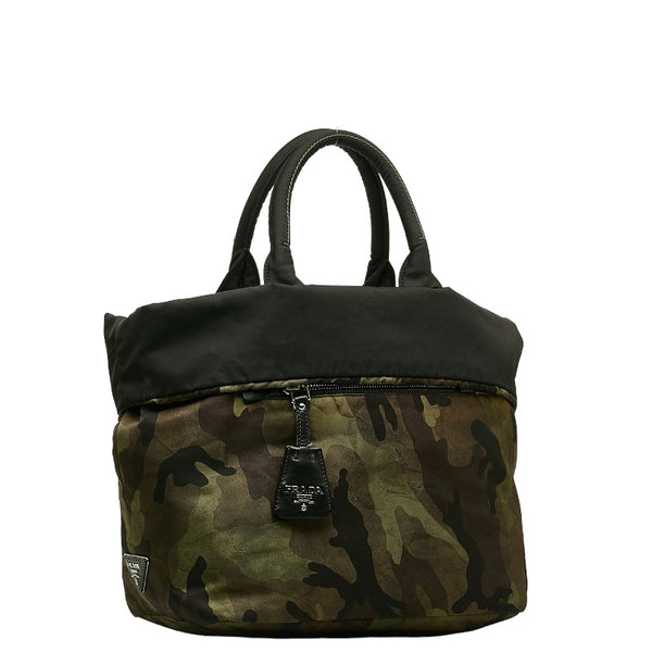 プラダ カモフラ 迷彩 リバーシブル ショルダーバッグ ハンドバッグ 2WAY カーキ マルチカラー ナイロン レディース PRADA 【中古】