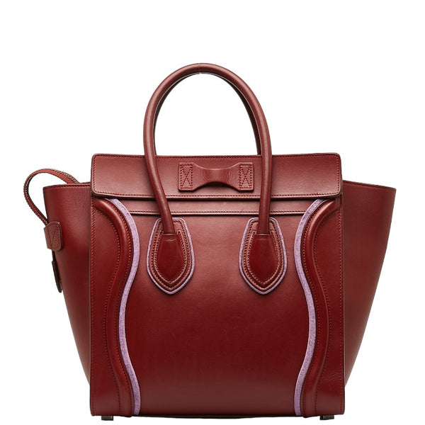 セリーヌ ラゲージ マイクロショッパー ハンドバッグ レッド レザー レディース CELINE 【中古】