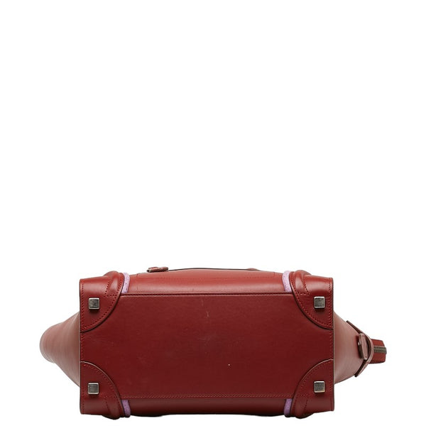 セリーヌ ラゲージ マイクロショッパー ハンドバッグ レッド レザー レディース CELINE 【中古】
