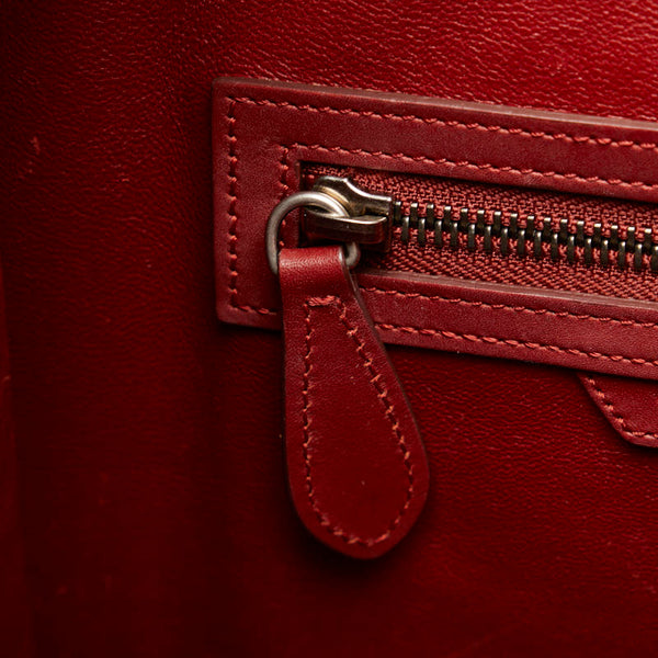 セリーヌ ラゲージ マイクロショッパー ハンドバッグ レッド レザー レディース CELINE 【中古】