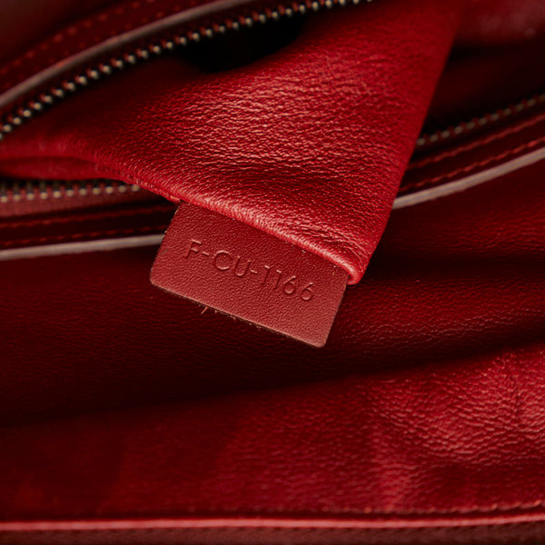 セリーヌ ラゲージ マイクロショッパー ハンドバッグ レッド レザー レディース CELINE 【中古】