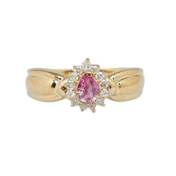 K18YG イエローゴールド ピンクトルマリン0.28ct ダイヤ0.14ct リング 指輪 レディース 10.5号 【中古】