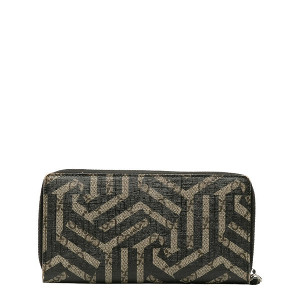 グッチ GGカレイド ラウンドファスナー 長財布  411766 ベージュ ブラック PVC レザー レディース GUCCI 【中古】