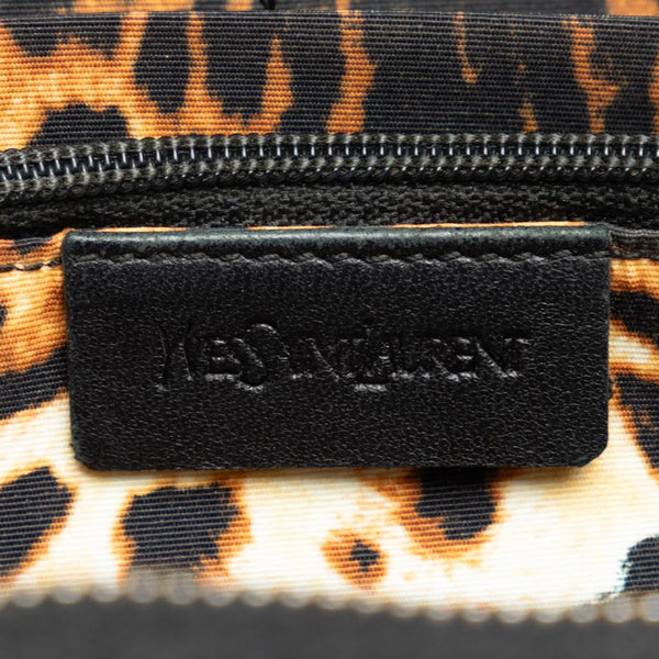 サンローラン レオパード ヒョウ 豹 ラウンドファスナー 長財布 ブラック エナメル レディース SAINT LAURENT 【中古】