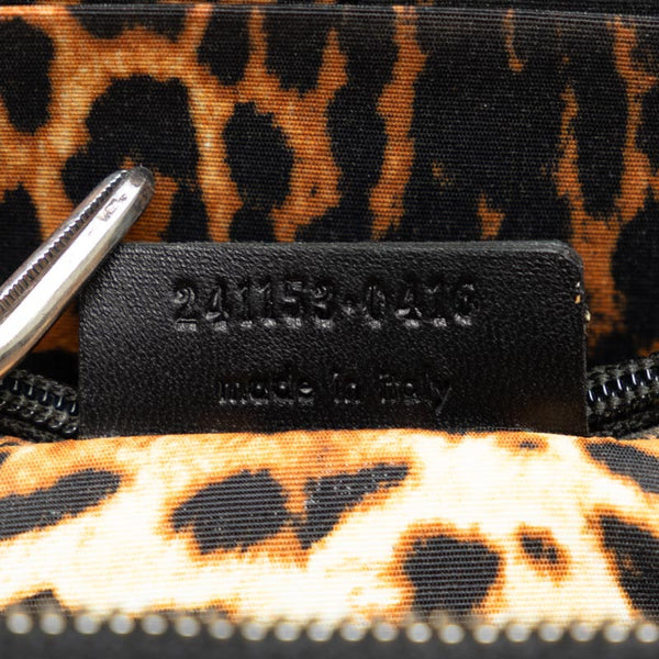 サンローラン レオパード ヒョウ 豹 ラウンドファスナー 長財布 ブラック エナメル レディース SAINT LAURENT 【中古】