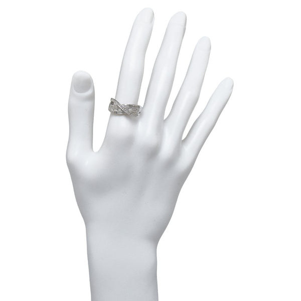Pt900 プラチナ ダイヤ0.20ct ウェーブデザイン リング 指輪 レディース 17号 【中古】