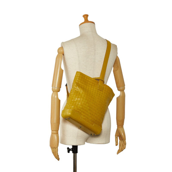 ボッテガヴェネタ イントレチャート ショルダーバッグ イエロー レザー レディース BOTTEGAVENETA 【中古】