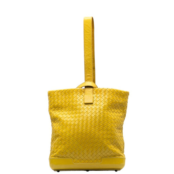 ボッテガヴェネタ イントレチャート ショルダーバッグ イエロー レザー レディース BOTTEGAVENETA 【中古】