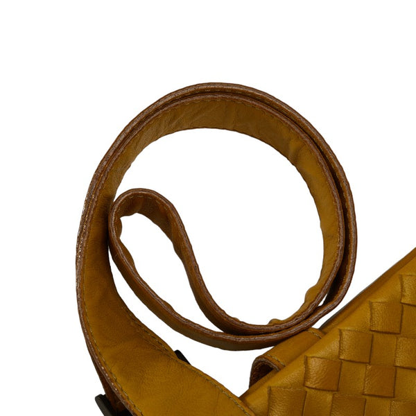 ボッテガヴェネタ イントレチャート ショルダーバッグ イエロー レザー レディース BOTTEGAVENETA 【中古】