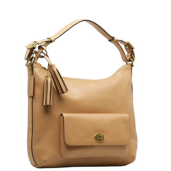 コーチ レガシー コートニー タッセル ショルダーバッグ ホーボーバッグ 2WAY 22381 ベージュ レザー レディース COACH 【中古】