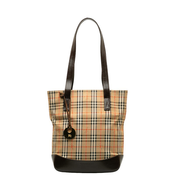 バーバリー ノバチェック シャドーホース ハンドバッグ ベージュ ブラウン キャンバス レザー レディース BURBERRY 【中古】