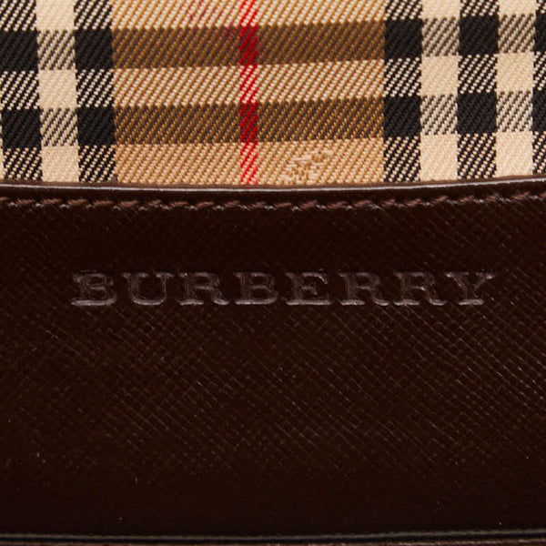 バーバリー ノバチェック シャドーホース ハンドバッグ ベージュ ブラウン キャンバス レザー レディース BURBERRY 【中古】