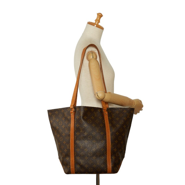 ルイ ヴィトン モノグラム サックショッピング トートバッグ ショルダーバッグ M51108 ブラウン PVC レザー レディース LOUIS VUITTON 【中古】