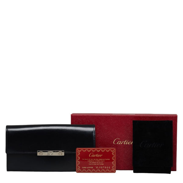 カルティエ ラブコレクション 長財布 ブラック レザー レディース CARTIER 【中古】
