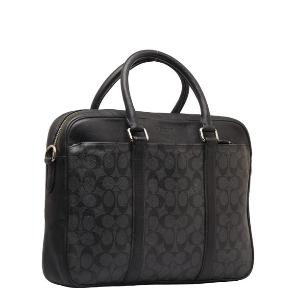 コーチ シグネチャー ビジネスバッグ ブリーフケース 書類カバン ブラック PVC メンズ COACH 【中古】