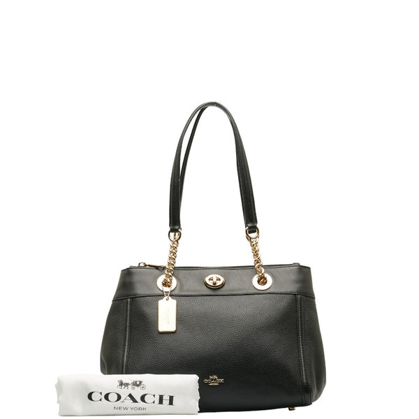コーチ チェーン ハンドバッグ F87239 ブラック レザー レディース COACH 【中古】