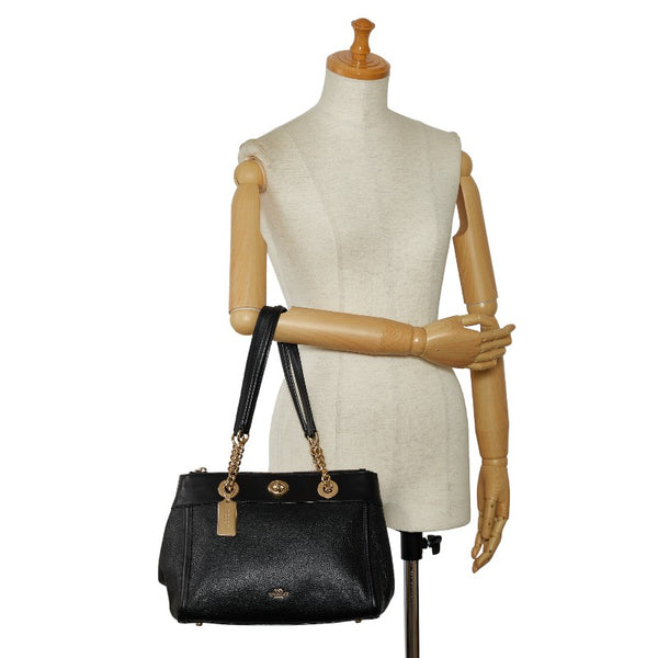 コーチ チェーン ハンドバッグ F87239 ブラック レザー レディース COACH 【中古】