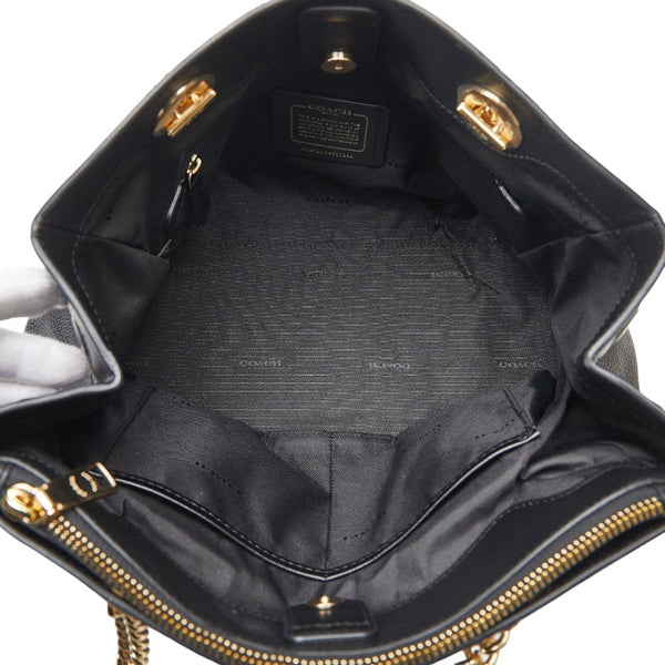 コーチ チェーン ハンドバッグ F87239 ブラック レザー レディース COACH 【中古】