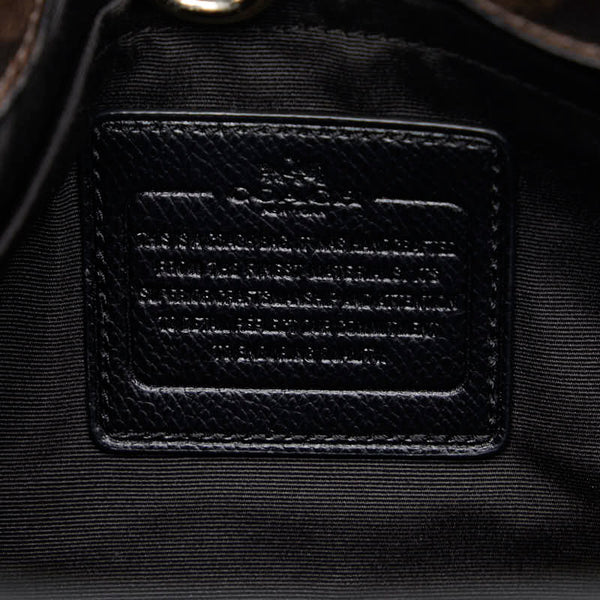 コーチ シグネチャー ハンドバッグ ブラウン ブラック PVC レザー レディース COACH 【中古】