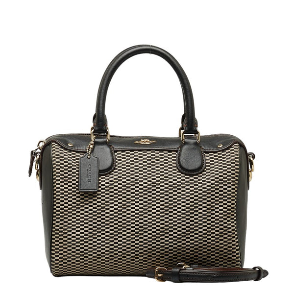 コーチ エクスプローテッドレップス ベネット ミニサッチェル ハンドバッグ ショルダーバッグ 2WAY F57242 ブラック ホワイト キャンバス レザー レディース COACH 【中古】