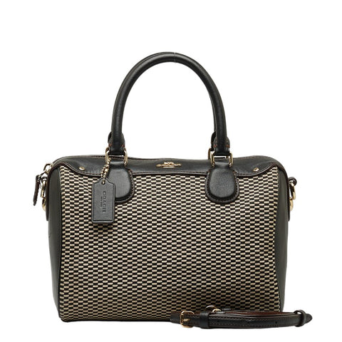 コーチ エクスプローテッドレップス ベネット ミニサッチェル ハンドバッグ ショルダーバッグ 2WAY F57242 ブラック ホワイト キャンバス レザー レディース COACH 【中古】