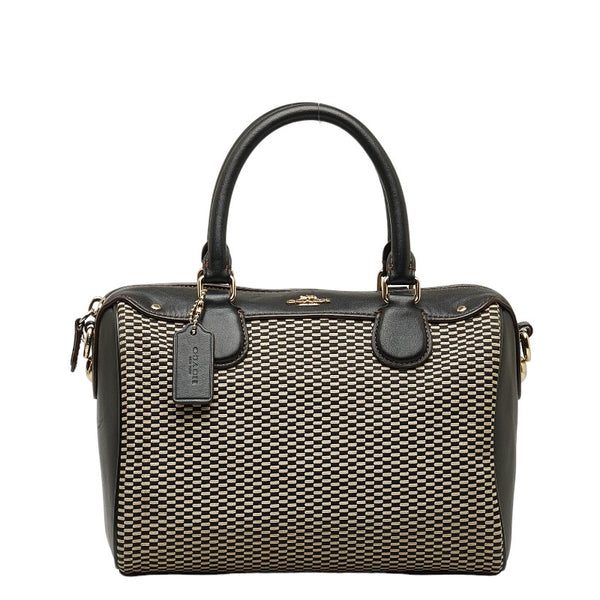 コーチ エクスプローテッドレップス ベネット ミニサッチェル ハンドバッグ ショルダーバッグ 2WAY F57242 ブラック ホワイト キャンバス レザー レディース COACH 【中古】