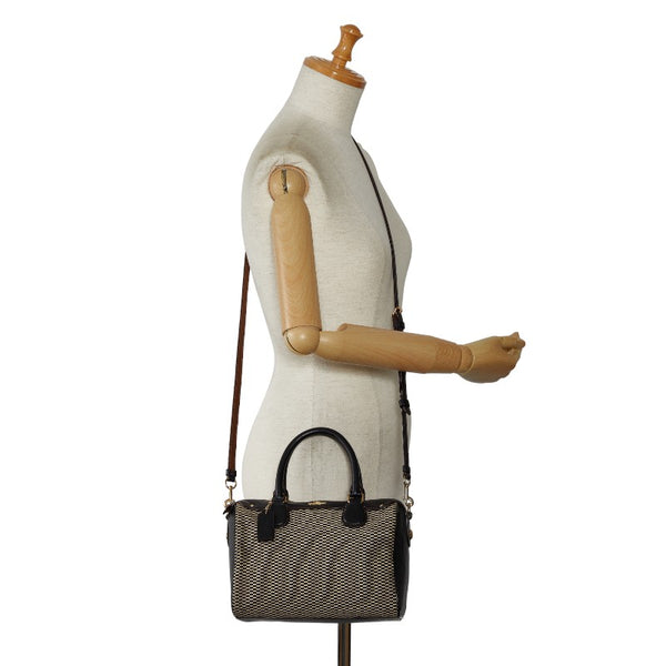 コーチ エクスプローテッドレップス ベネット ミニサッチェル ハンドバッグ ショルダーバッグ 2WAY F57242 ブラック ホワイト キャンバス レザー レディース COACH 【中古】