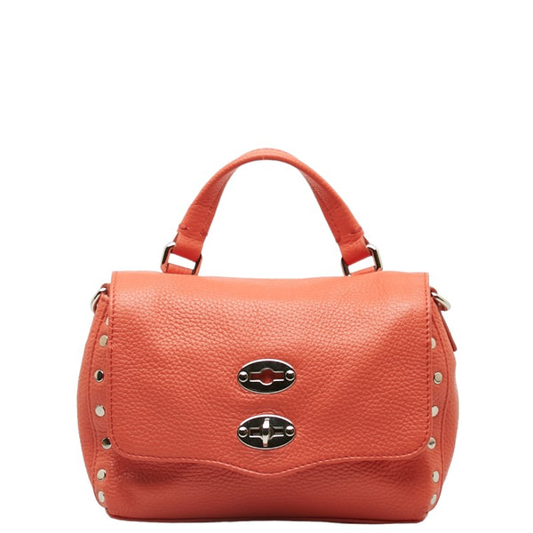 ザネラート POSTINA BABY DAILY ポスティーナ ベイビー デイリー 斜め掛け ショルダーバッグ オレンジ レザー レディース ZANELLATO 【中古】