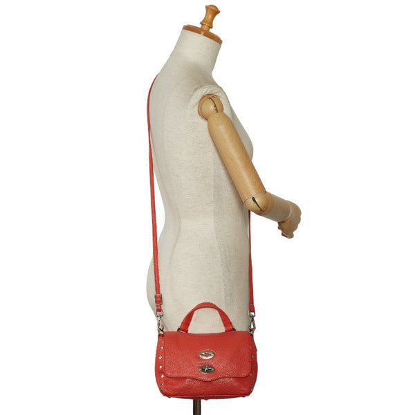 ザネラート POSTINA BABY DAILY ポスティーナ ベイビー デイリー 斜め掛け ショルダーバッグ オレンジ レザー レディース ZANELLATO 【中古】