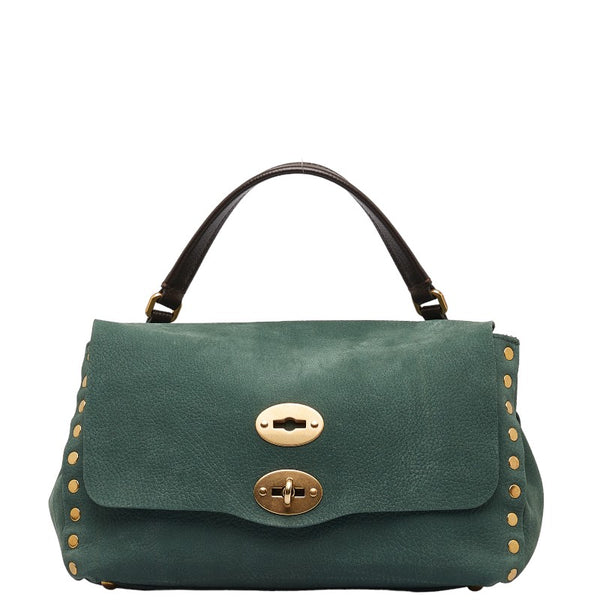 ザネラート ポスティーナ ショルダーバッグ ハンドバッグ 2WAY グリーン ブラウン レザー レディース ZANELLATO 【中古】