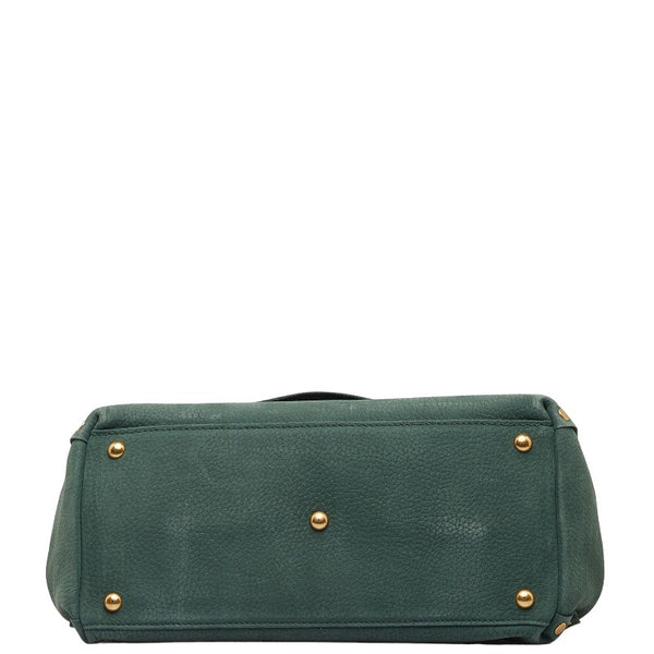 ザネラート ポスティーナ ショルダーバッグ ハンドバッグ 2WAY グリーン ブラウン レザー レディース ZANELLATO 【中古】