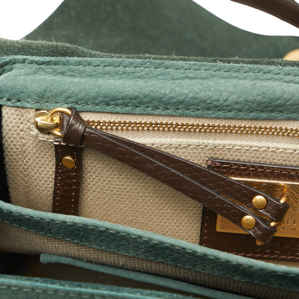 ザネラート ポスティーナ ショルダーバッグ ハンドバッグ 2WAY グリーン ブラウン レザー レディース ZANELLATO 【中古】