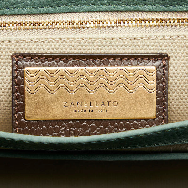 ザネラート ポスティーナ ショルダーバッグ ハンドバッグ 2WAY グリーン ブラウン レザー レディース ZANELLATO 【中古】