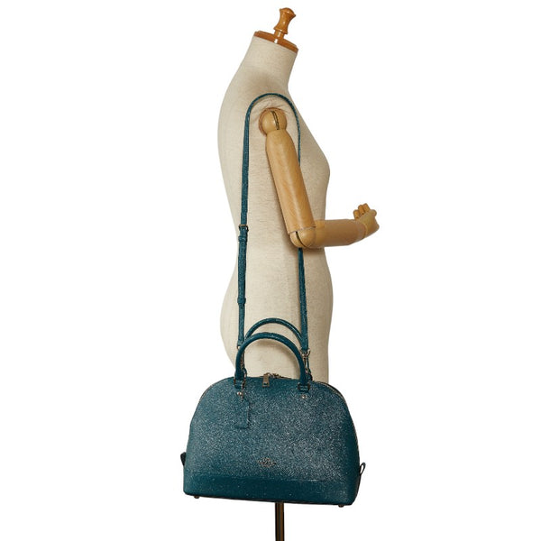 コーチ ラメ ハンドバッグ ショルダーバッグ 2WAY F13711 ターコイズブルー レザー レディース COACH 【中古】