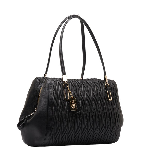 コーチ ハンドバッグ ブラック ゴールド レザー レディース COACH 【中古】