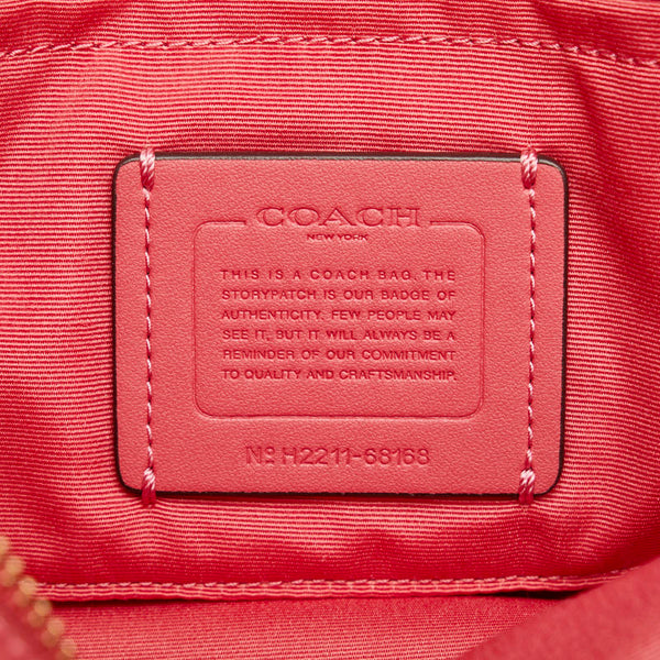 コーチ シグネチャー 斜め掛け ショルダーバッグ クロスボディバッグ 68168 ベージュ ピンク PVC レザー レディース COACH 【中古】