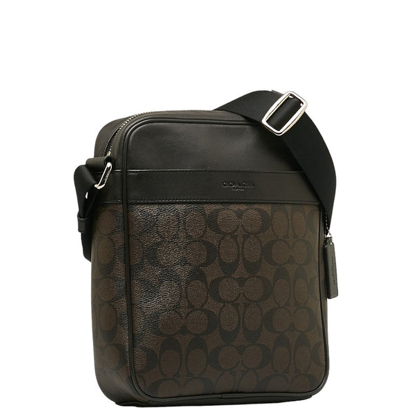 コーチ シグネチャー 斜め掛け ショルダーバッグ F54788 ブラウン ブラック PVC レザー レディース COACH 【中古】