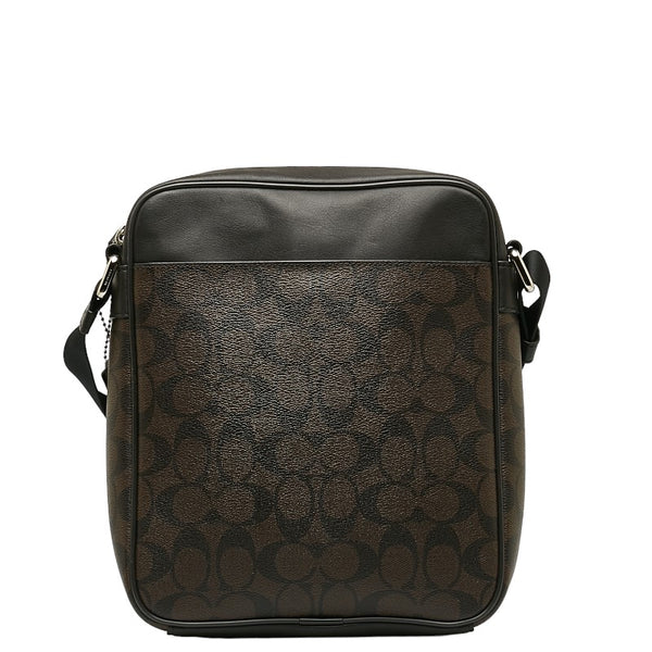 コーチ シグネチャー 斜め掛け ショルダーバッグ F54788 ブラウン ブラック PVC レザー レディース COACH 【中古】