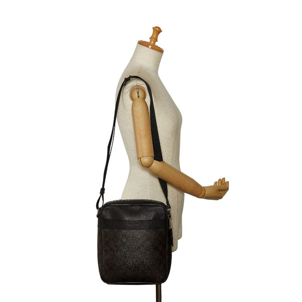 コーチ シグネチャー 斜め掛け ショルダーバッグ F54788 ブラウン ブラック PVC レザー レディース COACH 【中古】