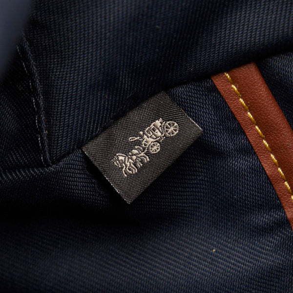 コーチ チャーター カモフラージュ 迷彩 リュック バックパック CC464 ブルー ネイビー PVC レディース COACH 【中古】