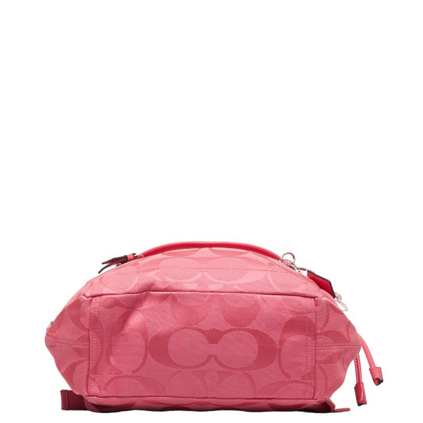 コーチ シグネチャー リュック バックパック F16548 ピンク キャンバス エナメル レディース COACH 【中古】