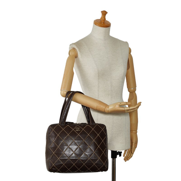 シャネル ココマーク ワイルドステッチ ハンドバッグ トートバッグ A14693 ブラウン レザー レディース CHANEL 【中古】