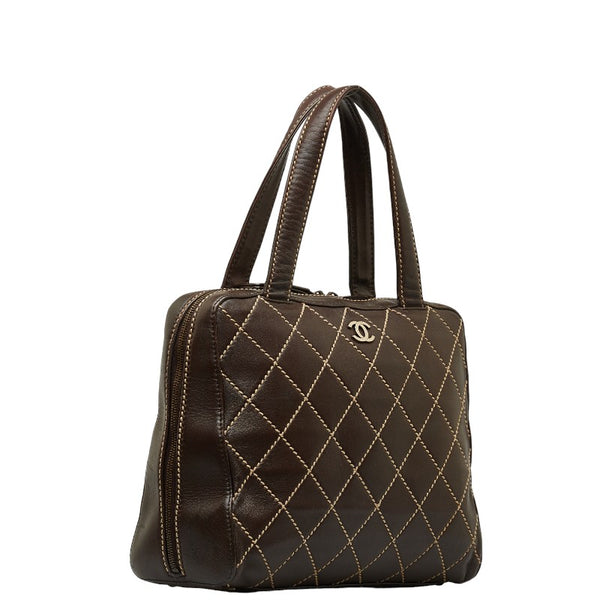 シャネル ココマーク ワイルドステッチ ハンドバッグ トートバッグ A14693 ブラウン レザー レディース CHANEL 【中古】