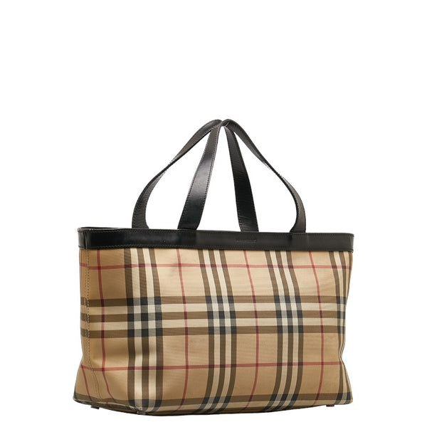バーバリー ノバチェック ハンドバッグ ベージュ ブラック キャンバス レザー レディース BURBERRY 【中古】