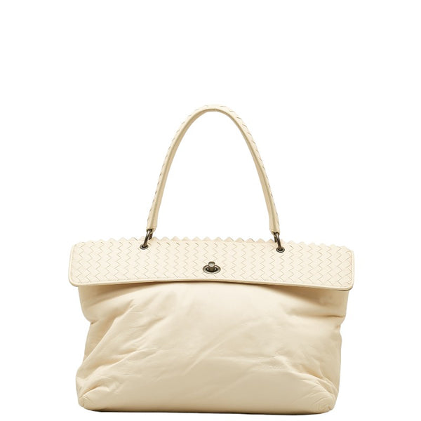 ボッテガヴェネタ イントレチャート ハンドバッグ ホワイト レザー レディース BOTTEGAVENETA 【中古】