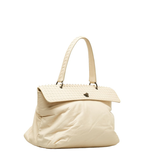 ボッテガヴェネタ イントレチャート ハンドバッグ ホワイト レザー レディース BOTTEGAVENETA 【中古】
